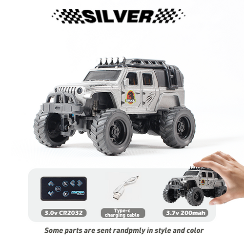 Mini Remote-Controlled Truck, Smartphone App Control, 1:64 Scale Jeep Toy Truck, 2.4GHz Wireless Remote Control, LED Lights, Alloy Shell, Multiple Control Modes, Adjustable Speed/Steering, Christmas Gift