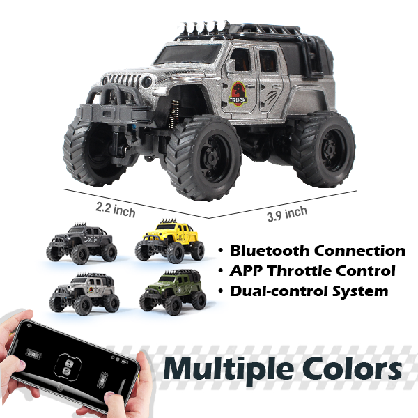 Mini Remote-Controlled Truck, Smartphone App Control, 1:64 Scale Jeep Toy Truck, 2.4GHz Wireless Remote Control, LED Lights, Alloy Shell, Multiple Control Modes, Adjustable Speed/Steering, Christmas Gift